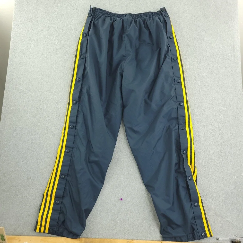 Adidas Tear Away Track Pants Mens XL 32x31 Blue Snap Side Stripe Lined Athletic